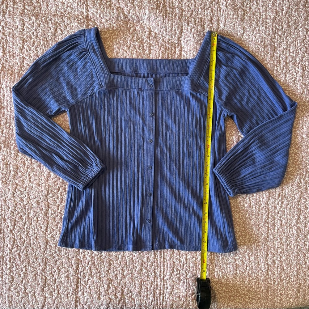 Loft Ribbed Long Sleeve Top In Periwinkle